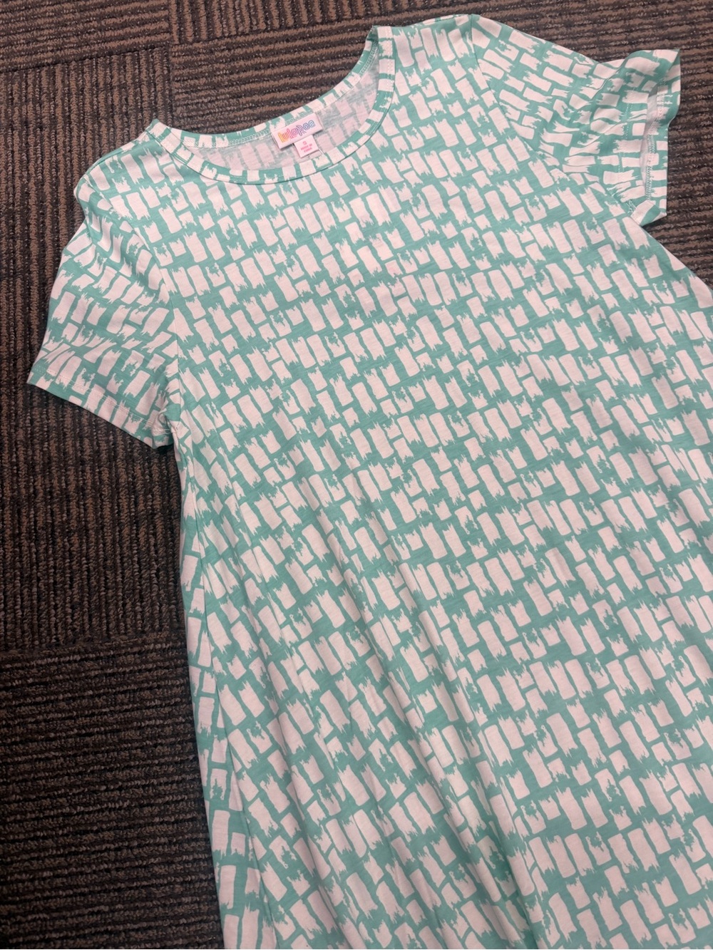 NWT LuLaRoe Carly Short Sleeve Mint White Dress Sz Small